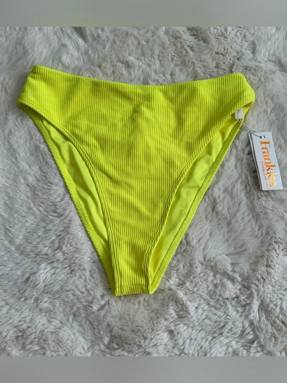 NWT Frankie's Bikinis Bright Neon Yellow High-Cut Jenna Bikini Bottoms